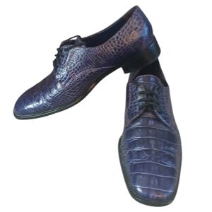 Maggio & Rosetto Purple Crocodile Embossed Leather Oxford Flats Women's sz 8-8.5